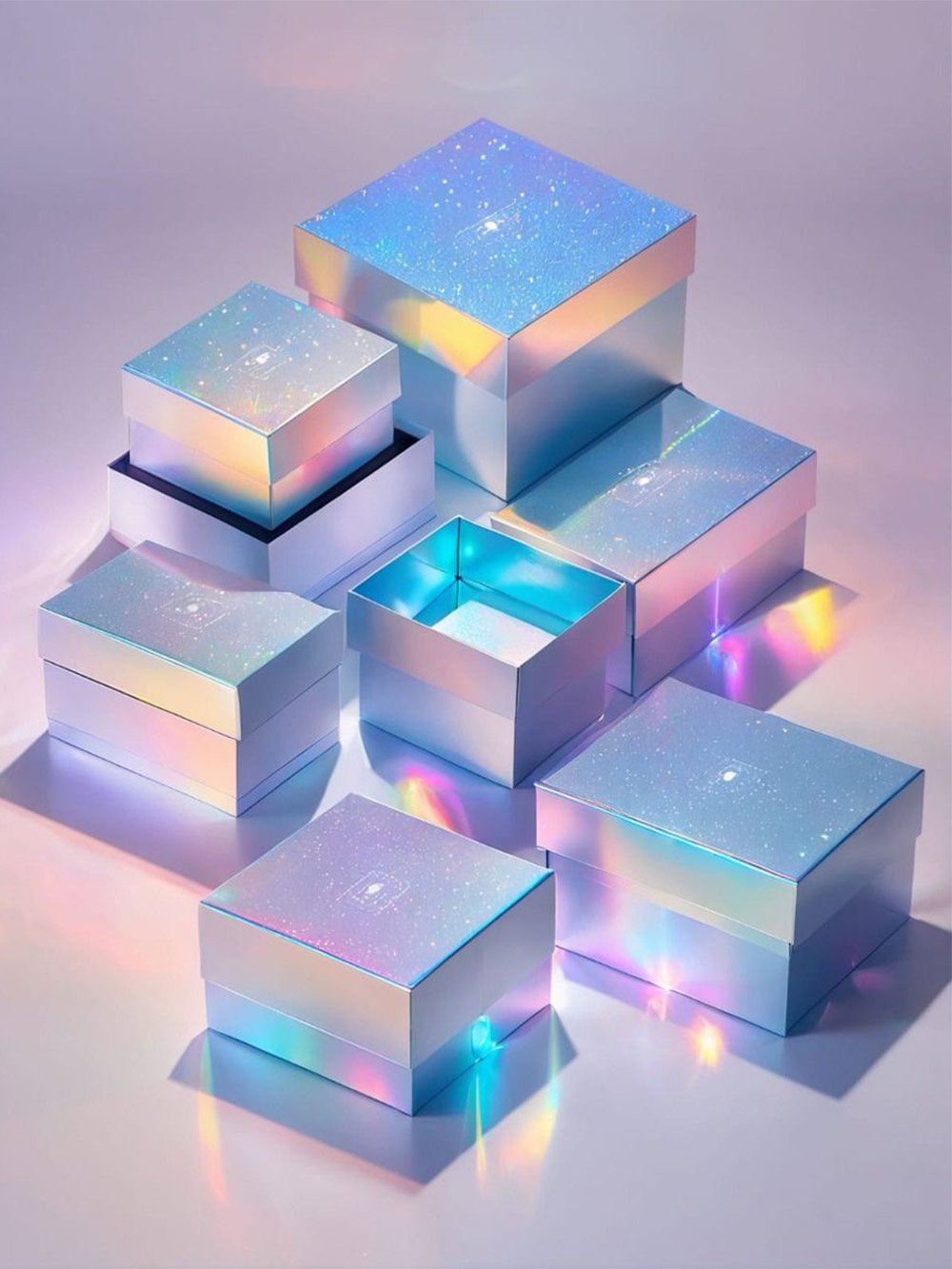 Printed fluorescent color boxes
