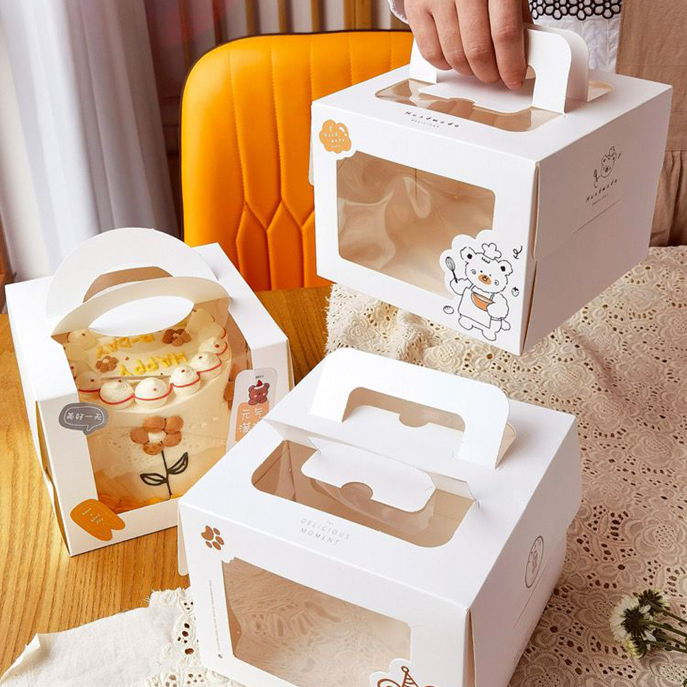 Custom cake boxes with inserts & handles – reinforced bakery packaging designed to protect cakes & desserts during delivery and display