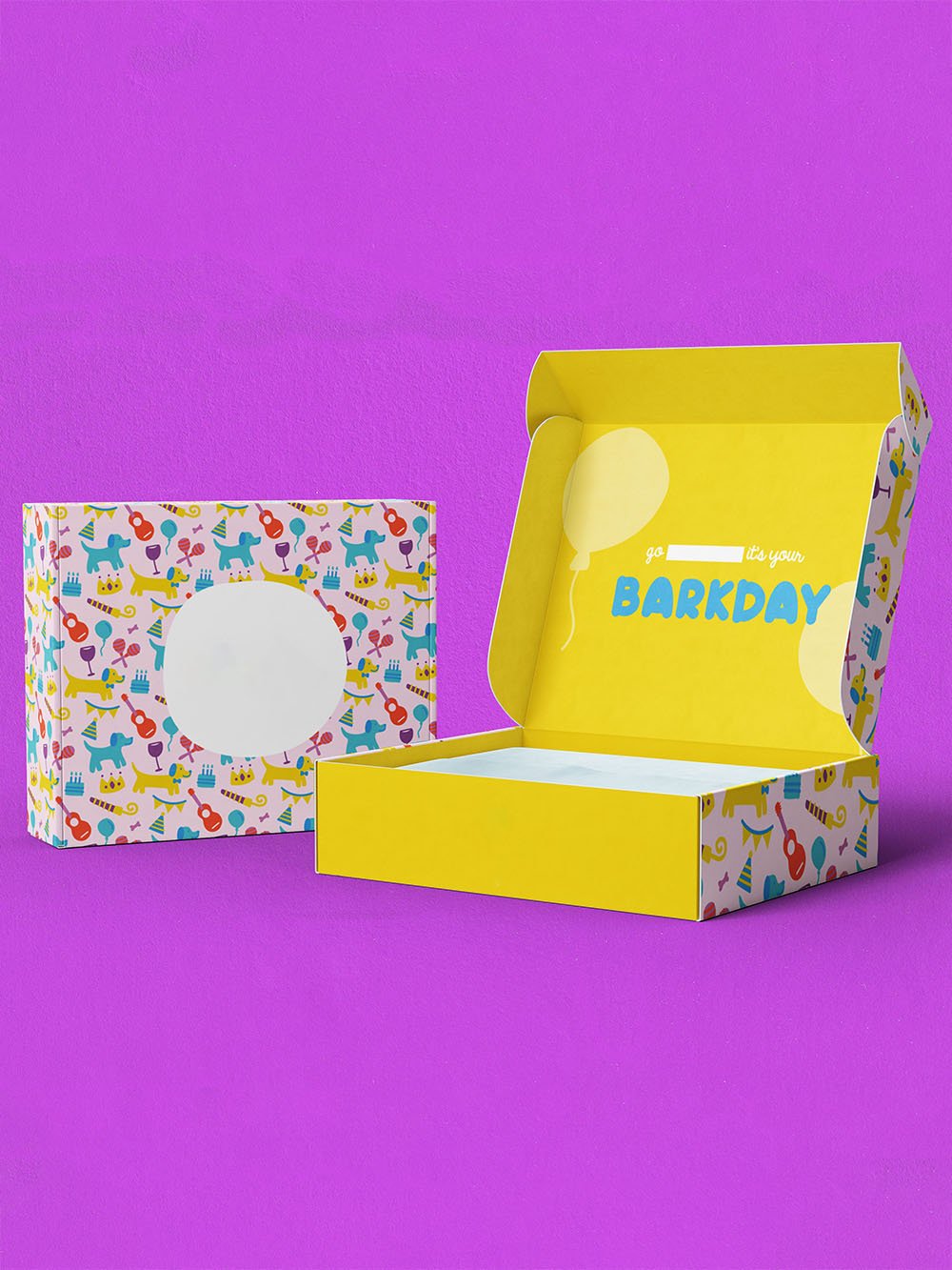 Printed fluorescent color boxes