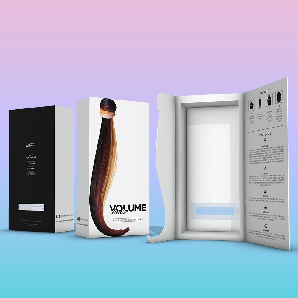 Custom hair extension boxes with logo and premium finish