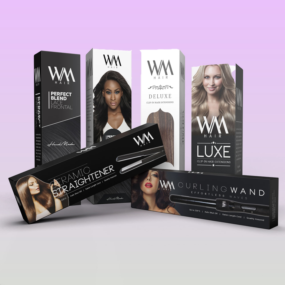 Printed custom hair extension boxes for branded products