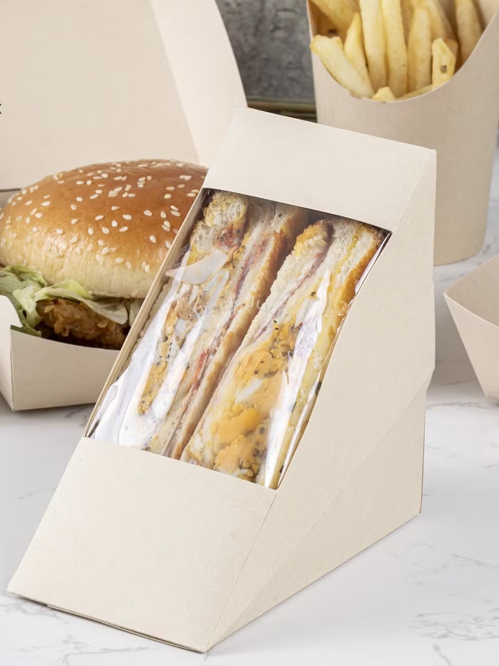 Leak-proof sandwich box for fast food packaging