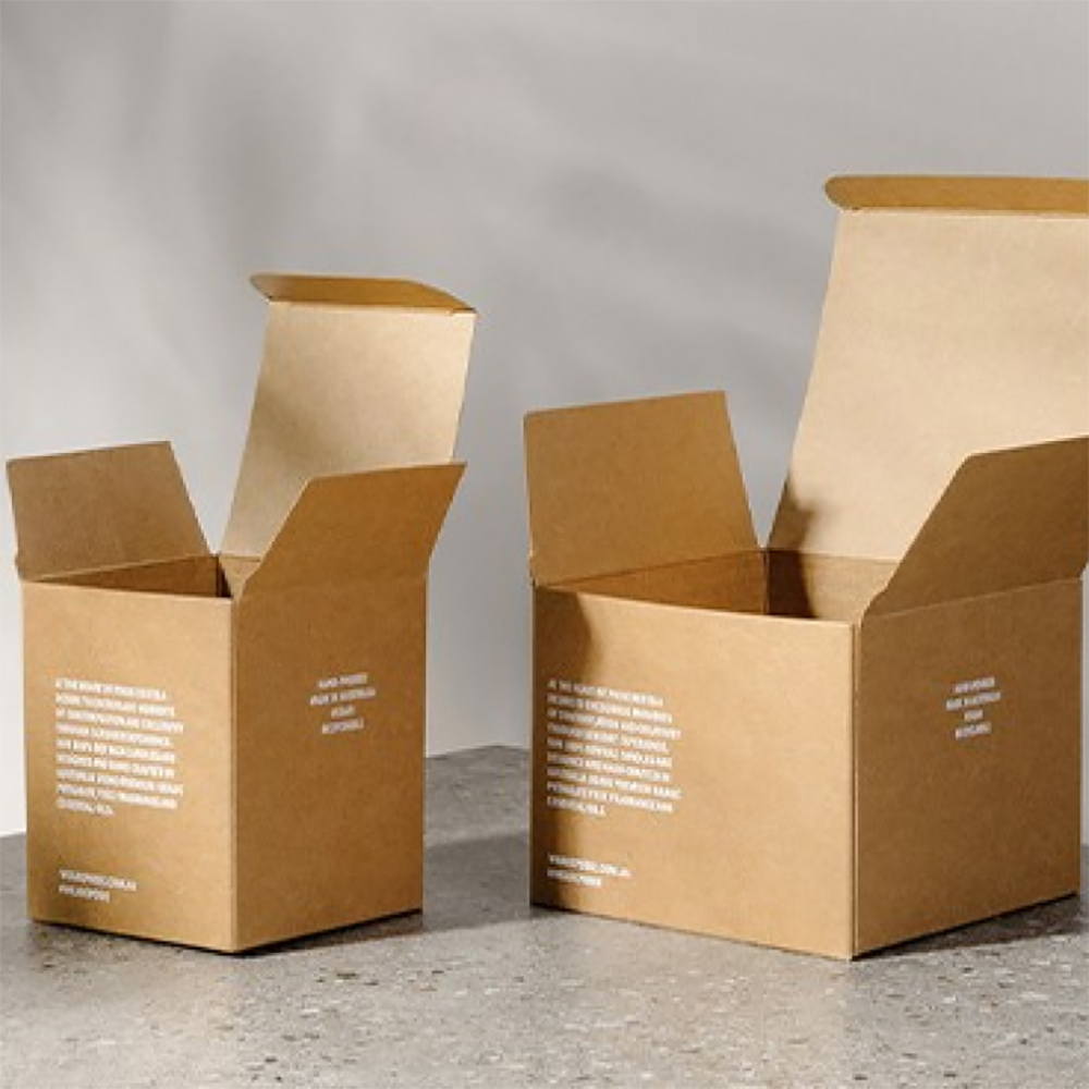 Brown kraft tuck boxes with secure tuck closure