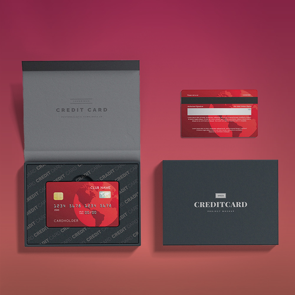 Custom credit card rigid boxes with logo and branding