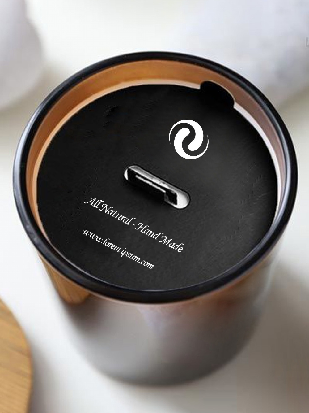 Custom candle dust covers UK for soy wax jar candles with printed logo and eco friendly recyclable card