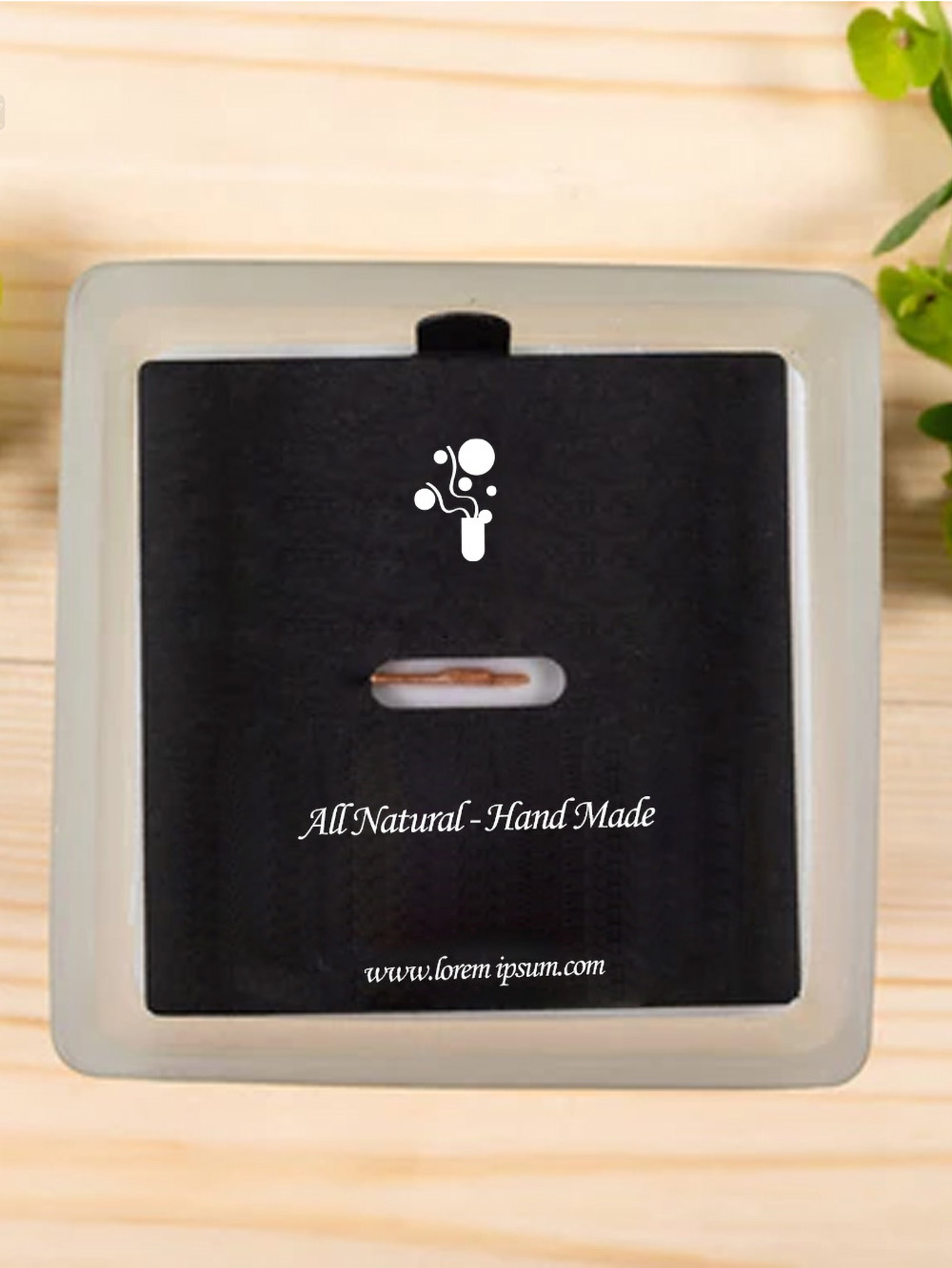 Custom candle dust covers UK for soy wax jar candles with printed logo and eco friendly recyclable card