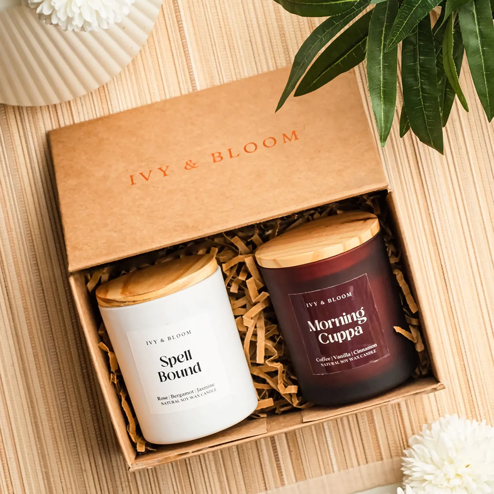 Custom scented candle gift box sets with logo printing for premium home fragrance brands