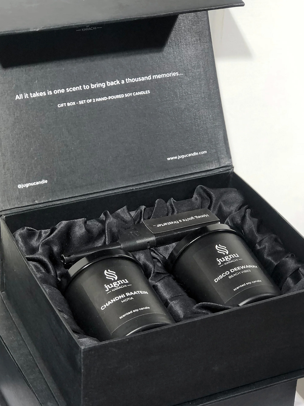 Custom candle gift set packaging with window display and protective inserts