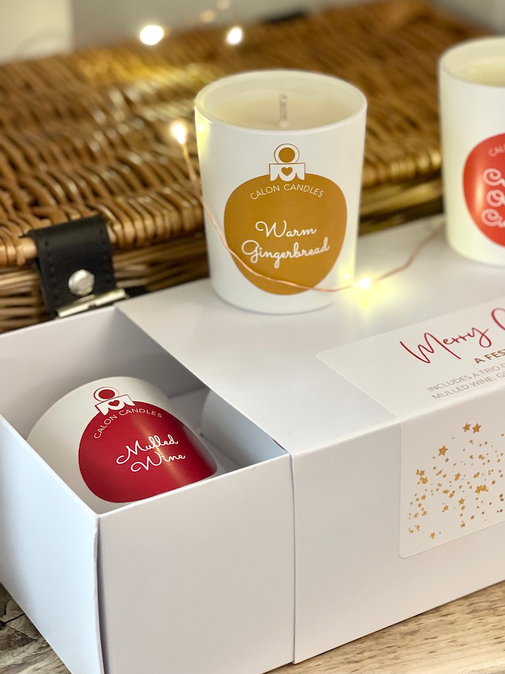 Custom candle gift set packaging with window display and protective inserts