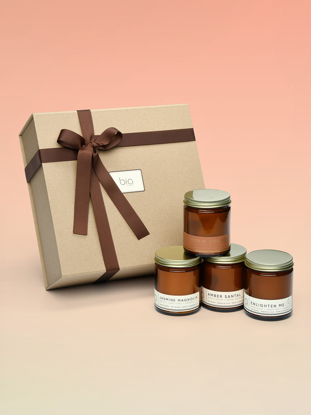 Custom candle gift set packaging with window display and protective inserts