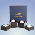 Personalised candle care kit boxes made from rigid or eco friendly cardboard with logo branding