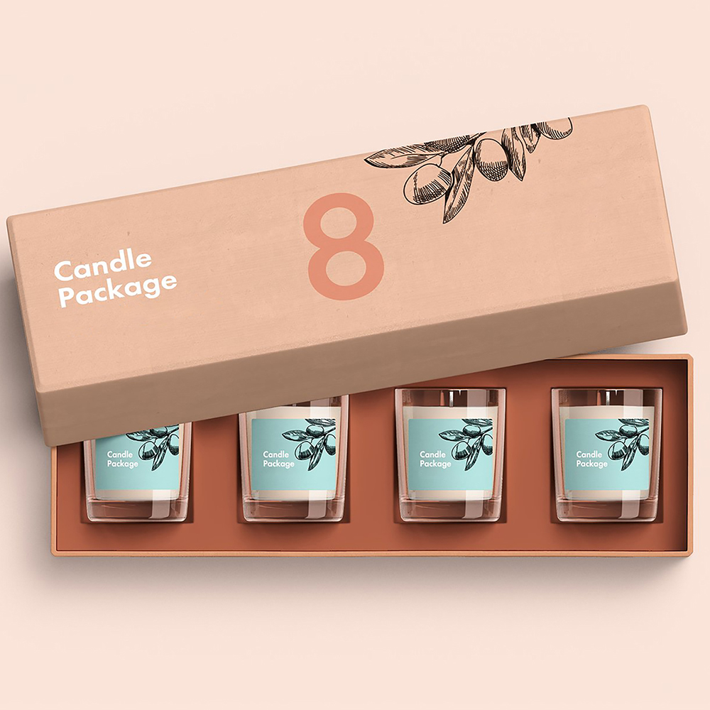 Custom printed two piece candle packaging boxes for glass jar candles with secure fit