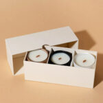 Custom printed two piece candle packaging boxes for glass jar candles with secure fit