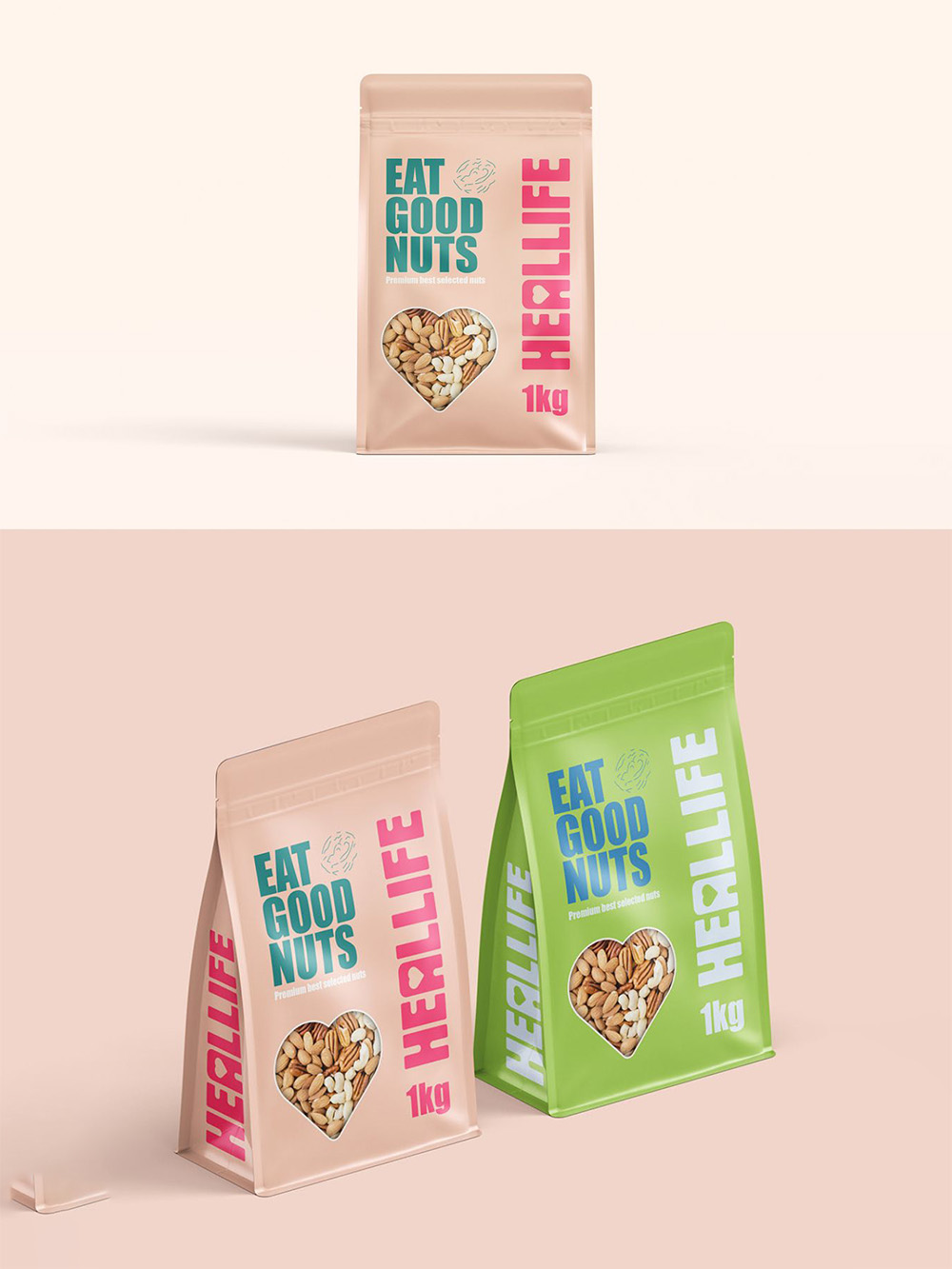 Custom nuts and dried fruit packaging bags box bottom pouch