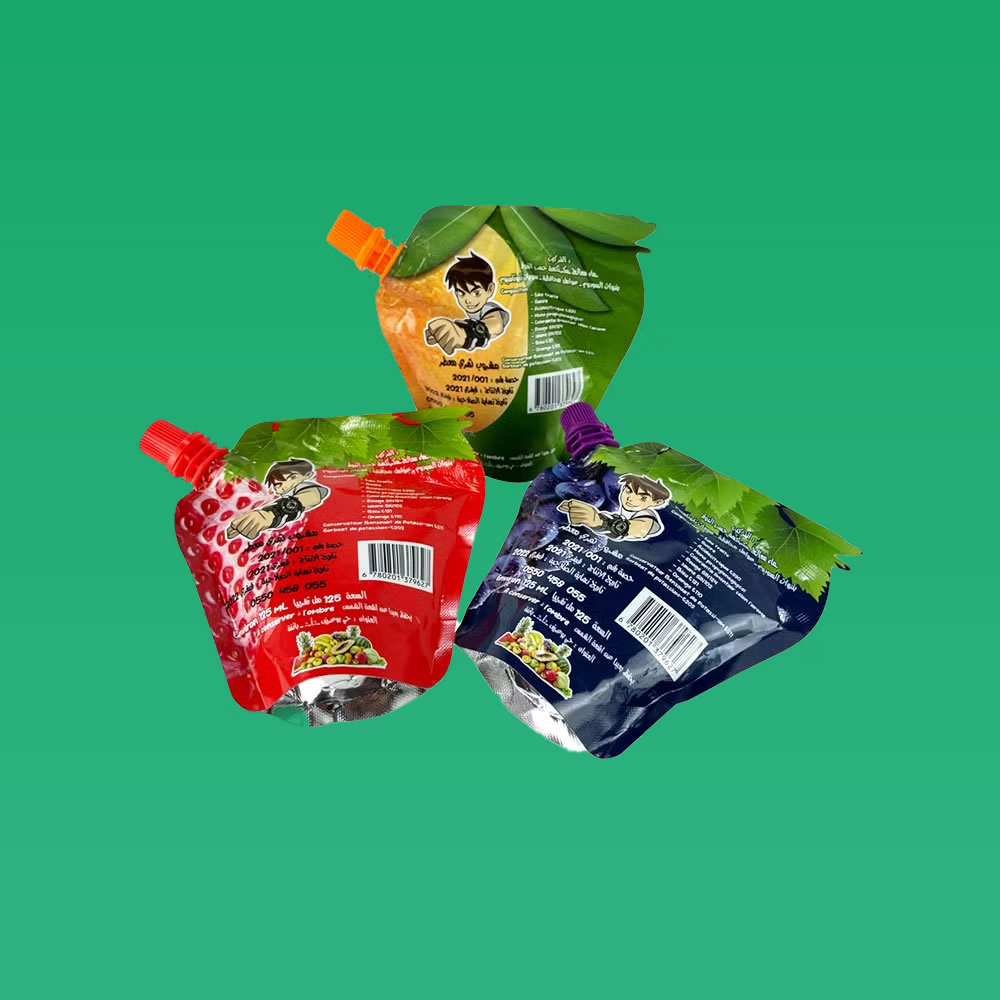 Custom spouted stand-up barrier pouches for liquid juice jelly packaging