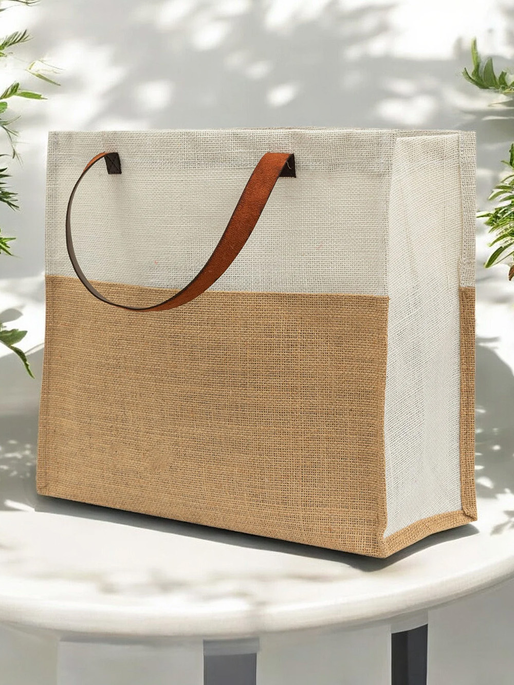 Printed jute shopping bag for grocery use