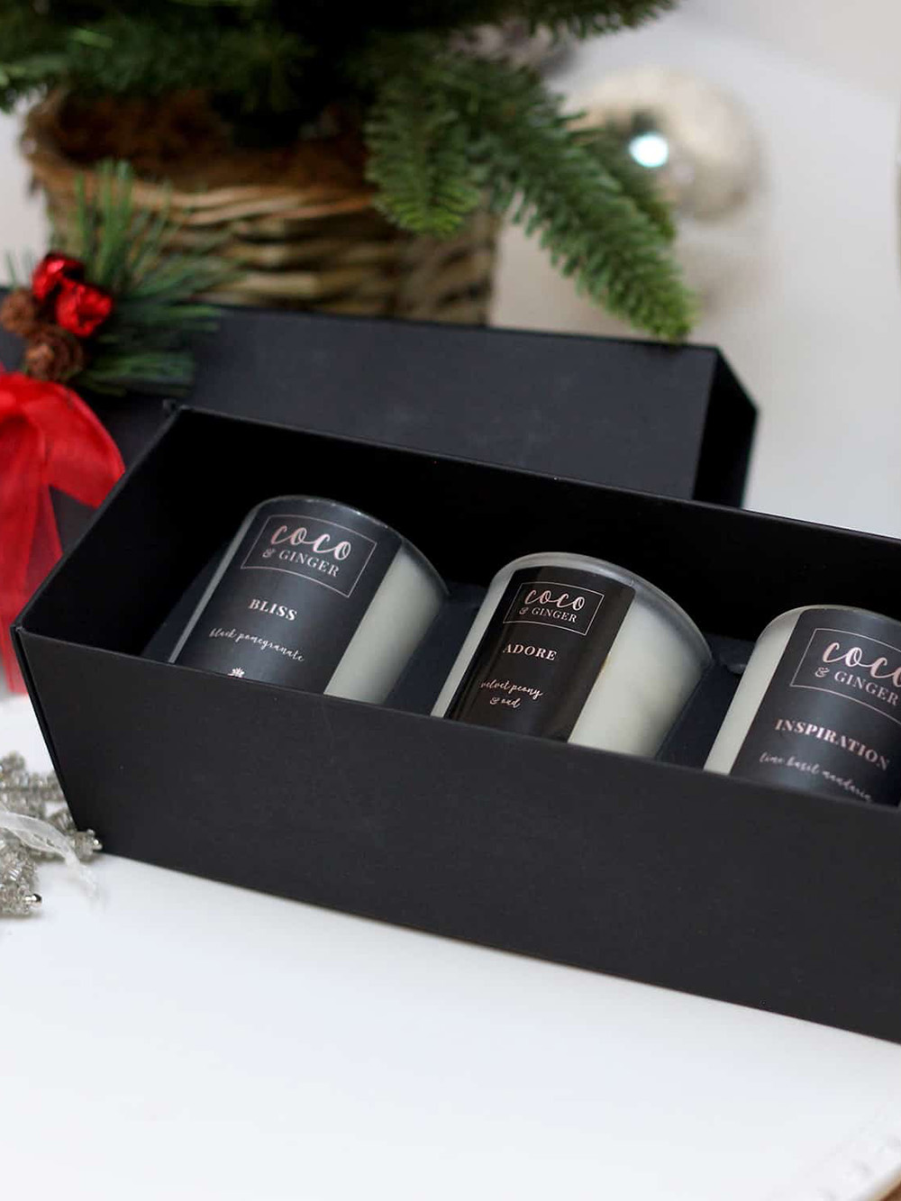 custom duo trio candle gift box with inserts