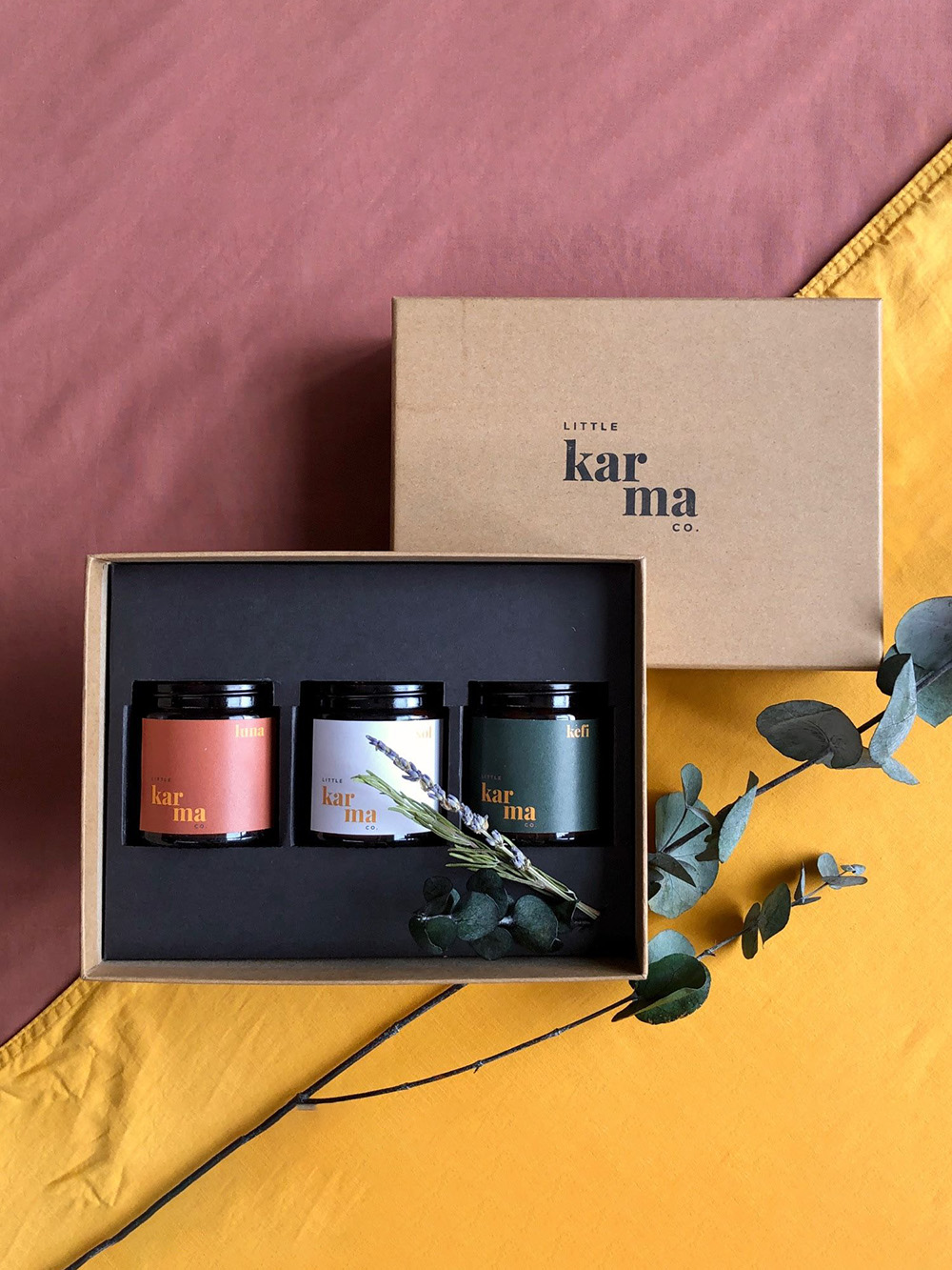 custom duo trio candle gift box with inserts