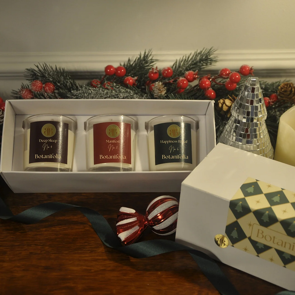 printed duo trio candle packaging with artwork