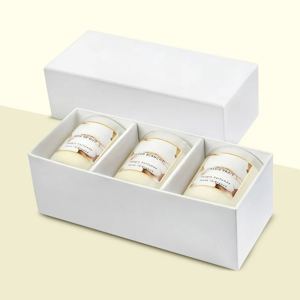 custom duo trio candle gift box with inserts