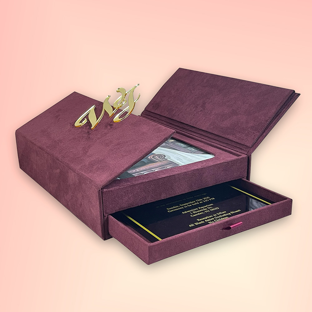 Custom invitation rigid box with elegant presentation style