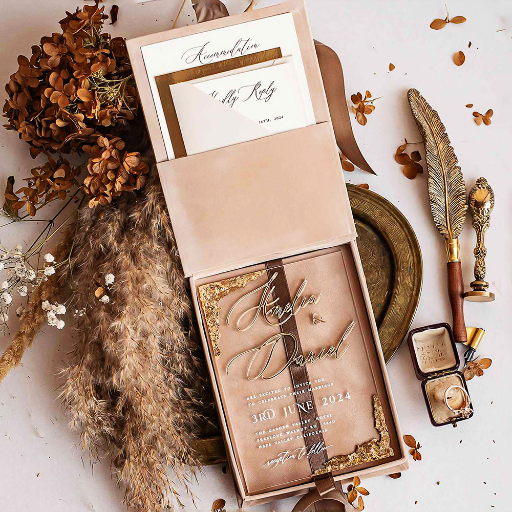 Custom invitation rigid box with elegant presentation style