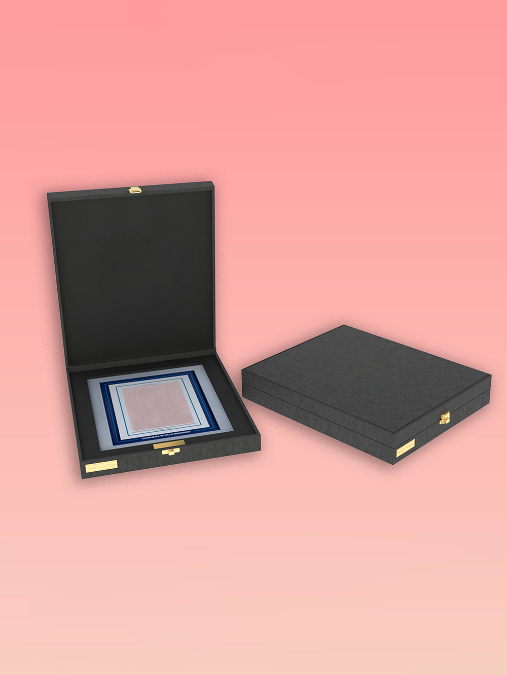 Custom leather rigid box with elegant textured finish