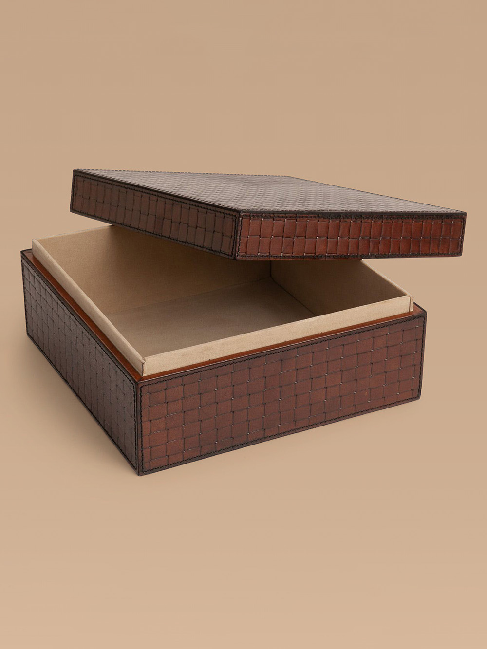 Custom leather rigid box with elegant textured finish