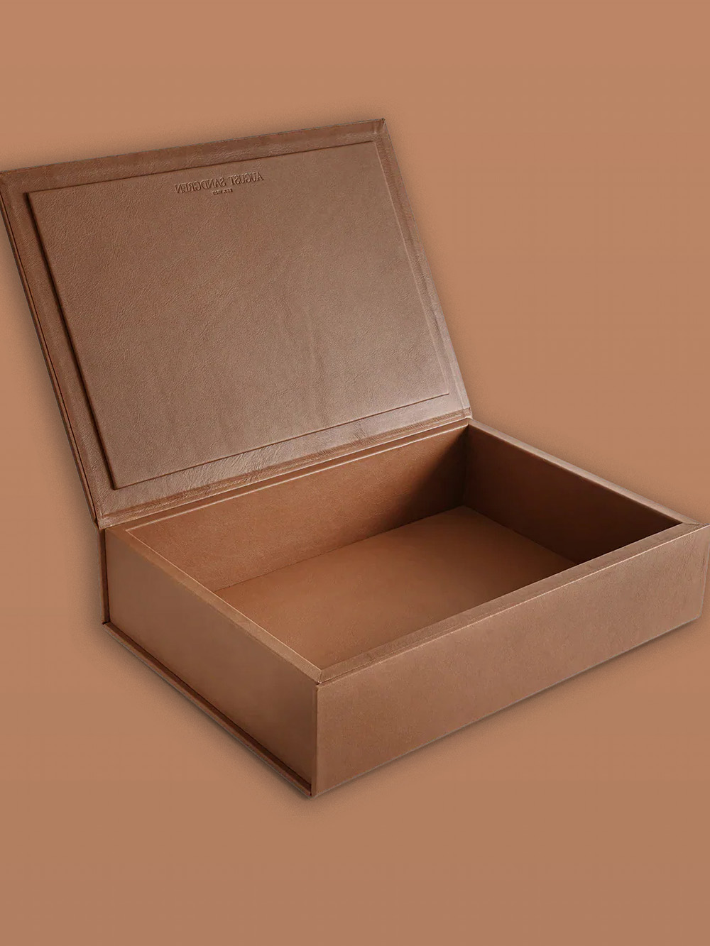 Custom leather rigid box with elegant textured finish