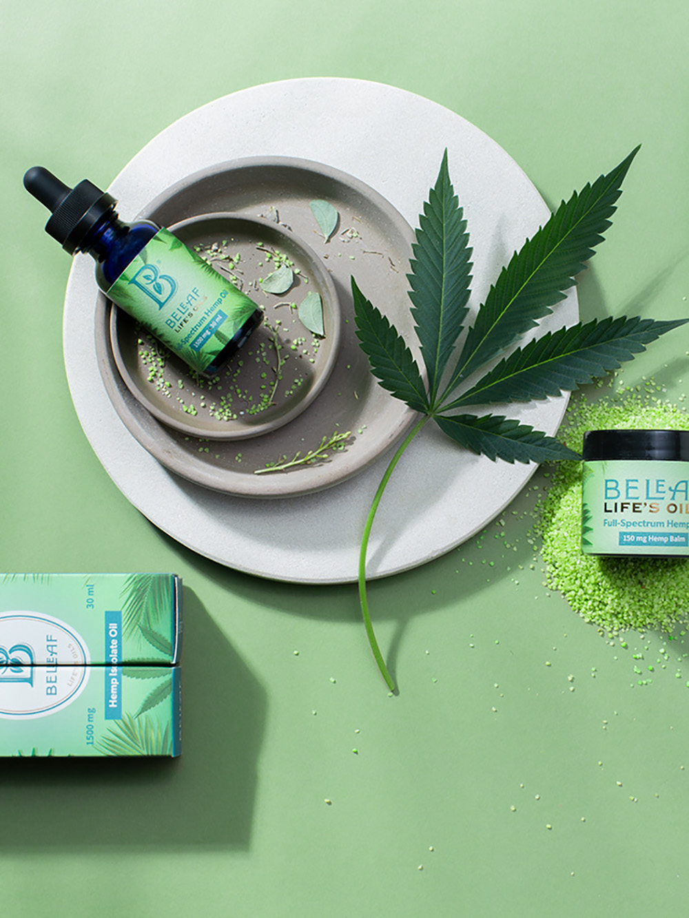 Creative Hemp Oil Packaging with Botanical Artwork