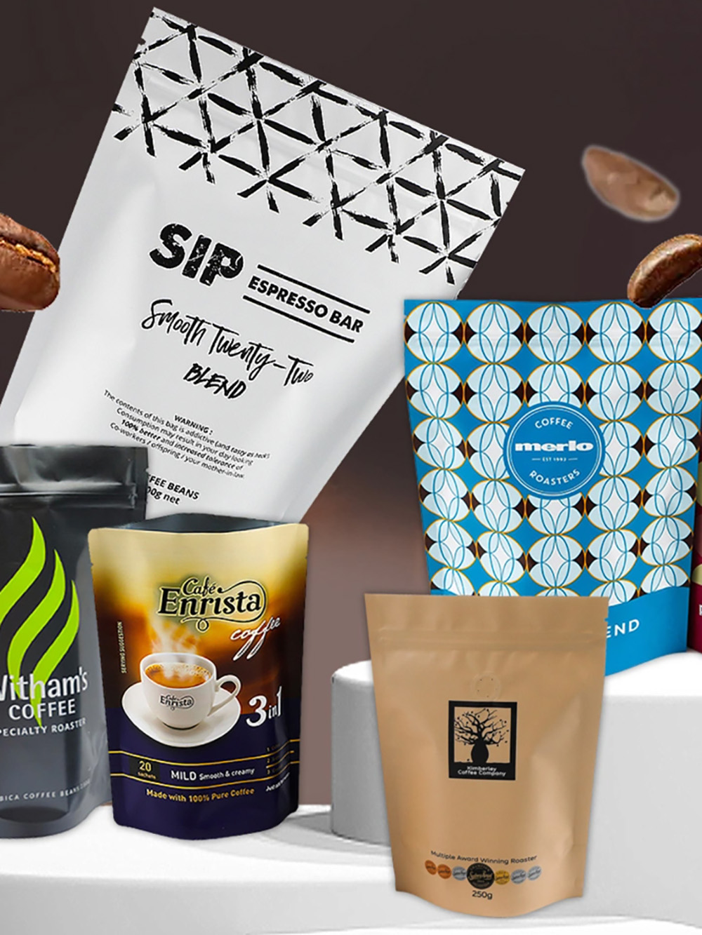 Premium coffee stand up zipper pouches with strong barrier