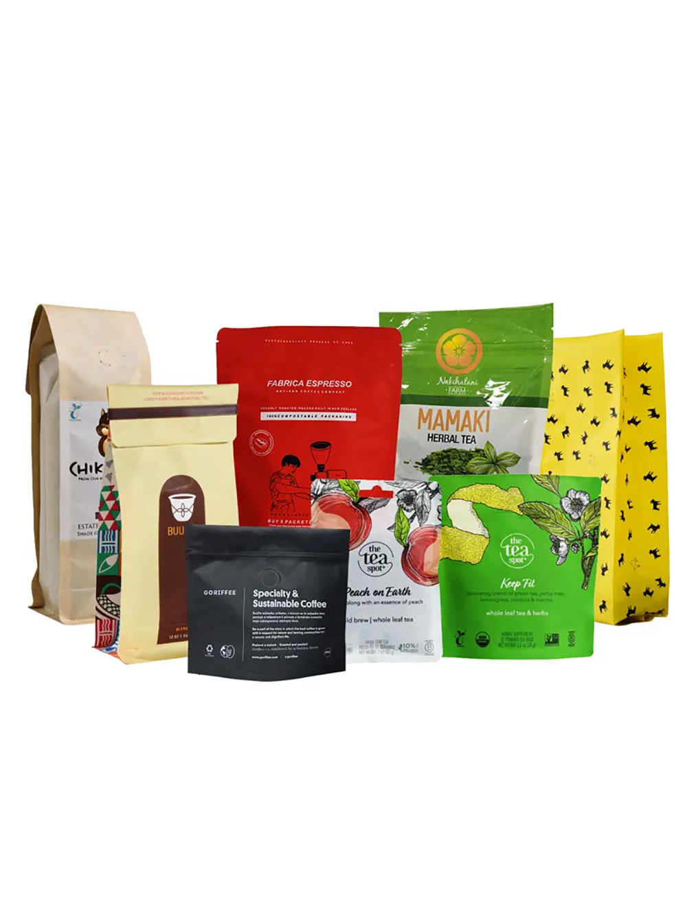 Premium coffee stand up zipper pouches with strong barrier