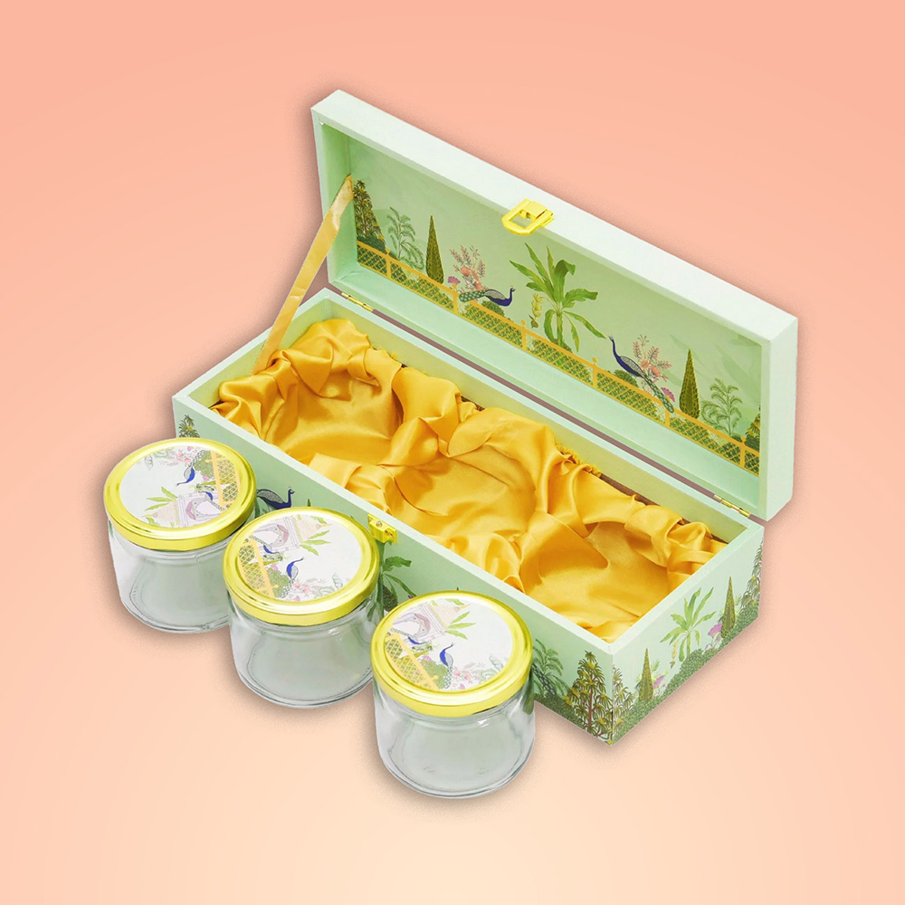 Custom satin lined rigid box with elegant interior finish