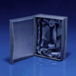 Custom satin lined rigid box with elegant interior finish