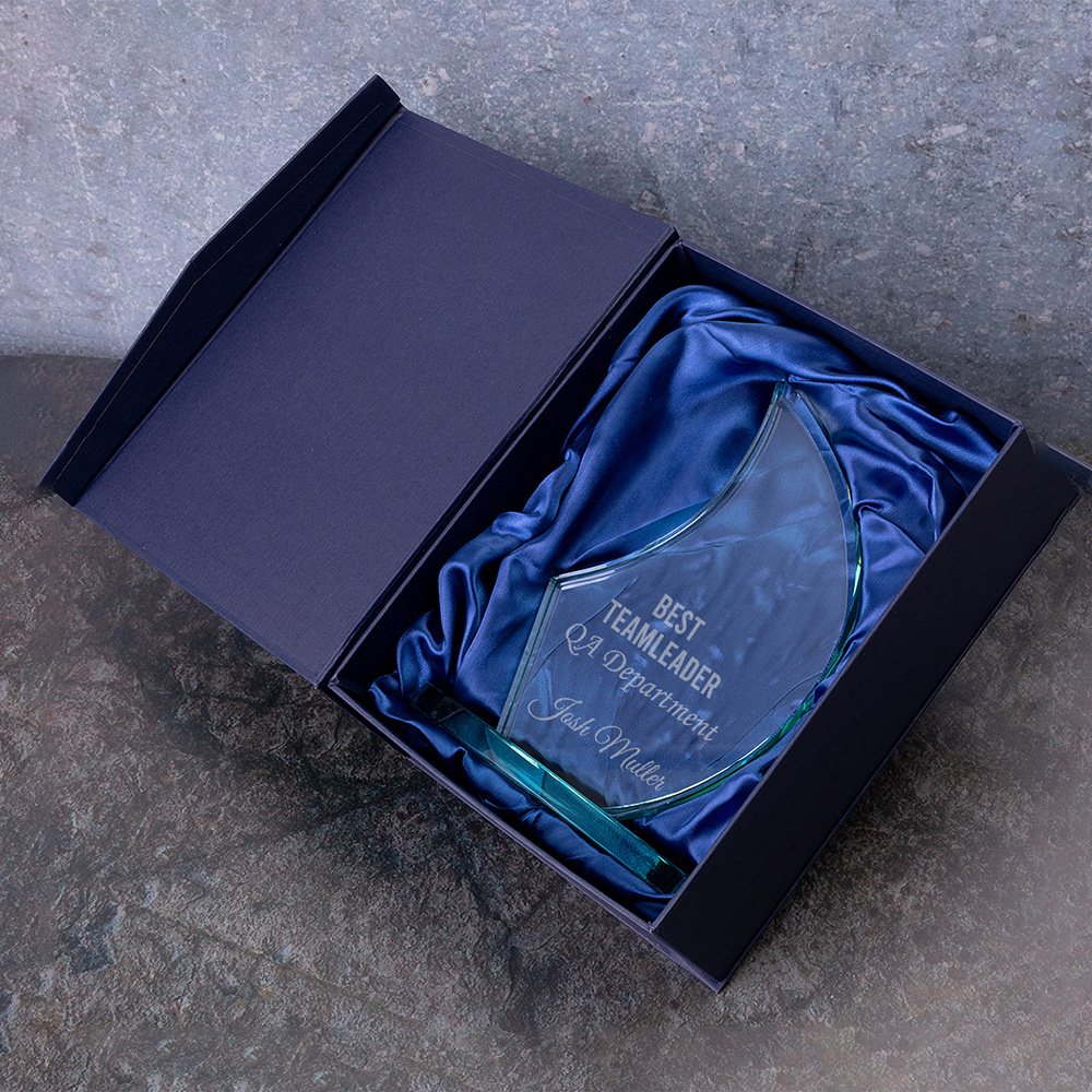 Custom satin lined rigid box with elegant interior finish