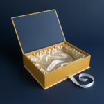 Custom satin lined rigid box with elegant interior finish