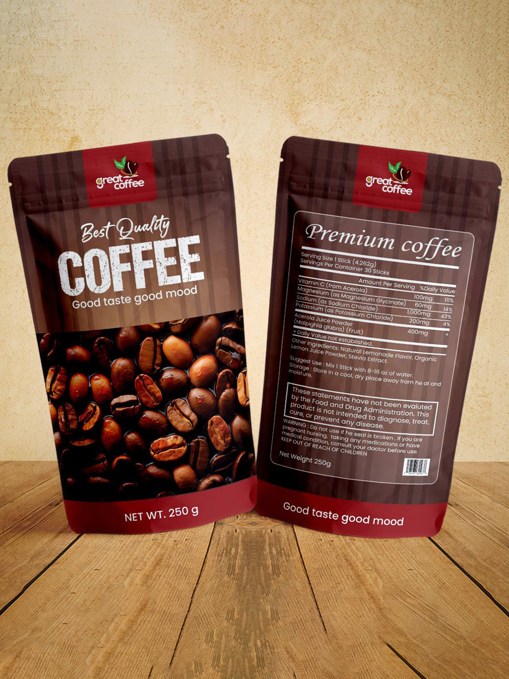Stand Up Coffee Pouches Wholesale