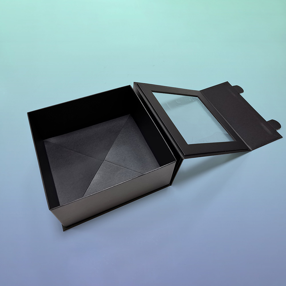 Luxury rigid box with window cutout for retail display