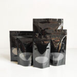 Black Glossy Stand Up Pouches with Window