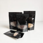 Black Glossy Stand Up Pouches with Window