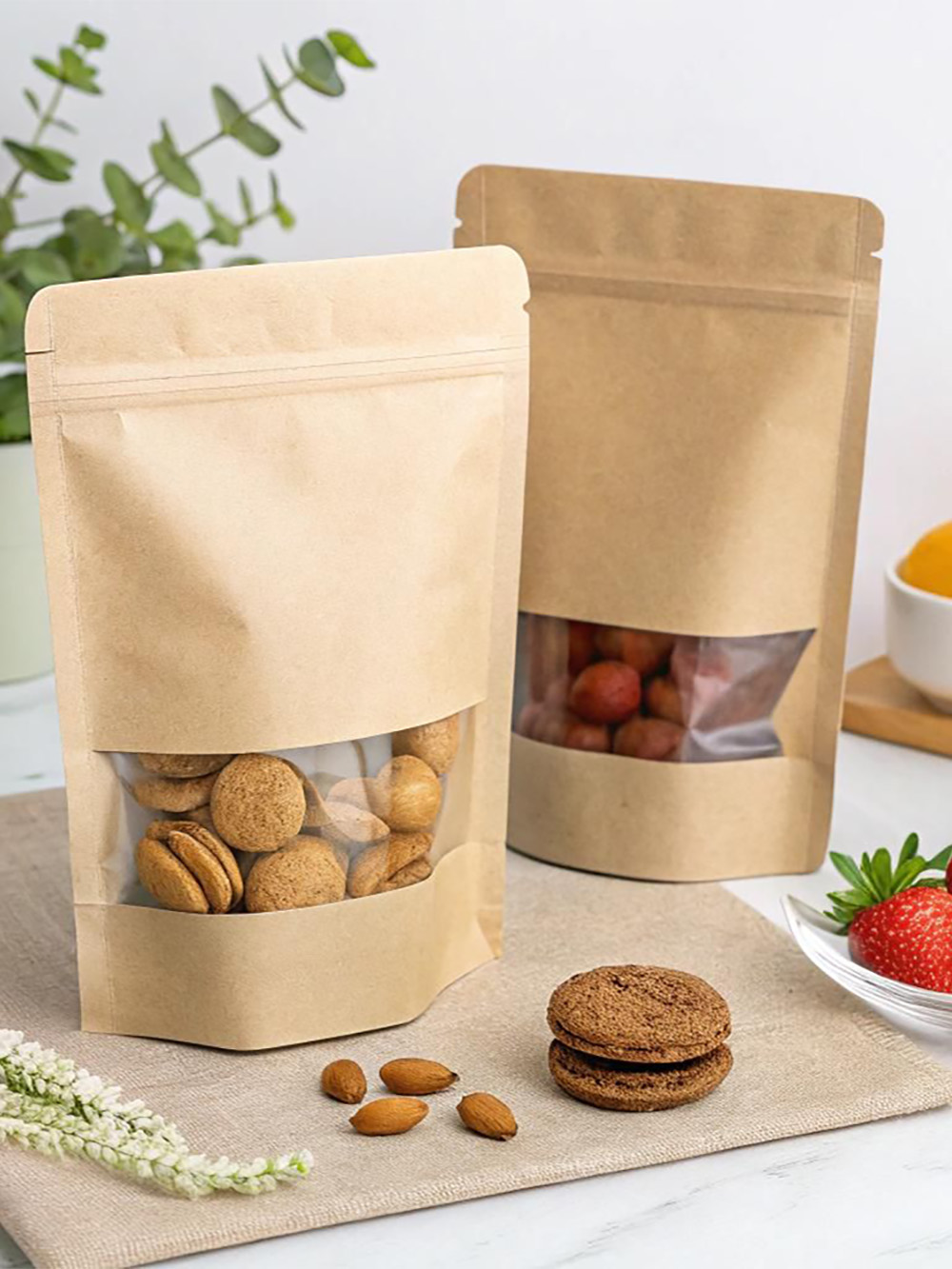 Compostable Stand Up Pouches with Window