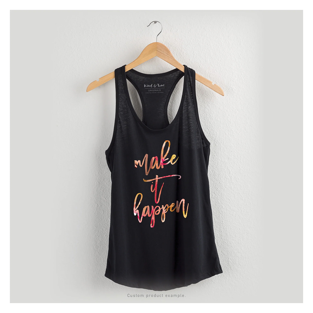 Custom tank tops printing with branded finishes