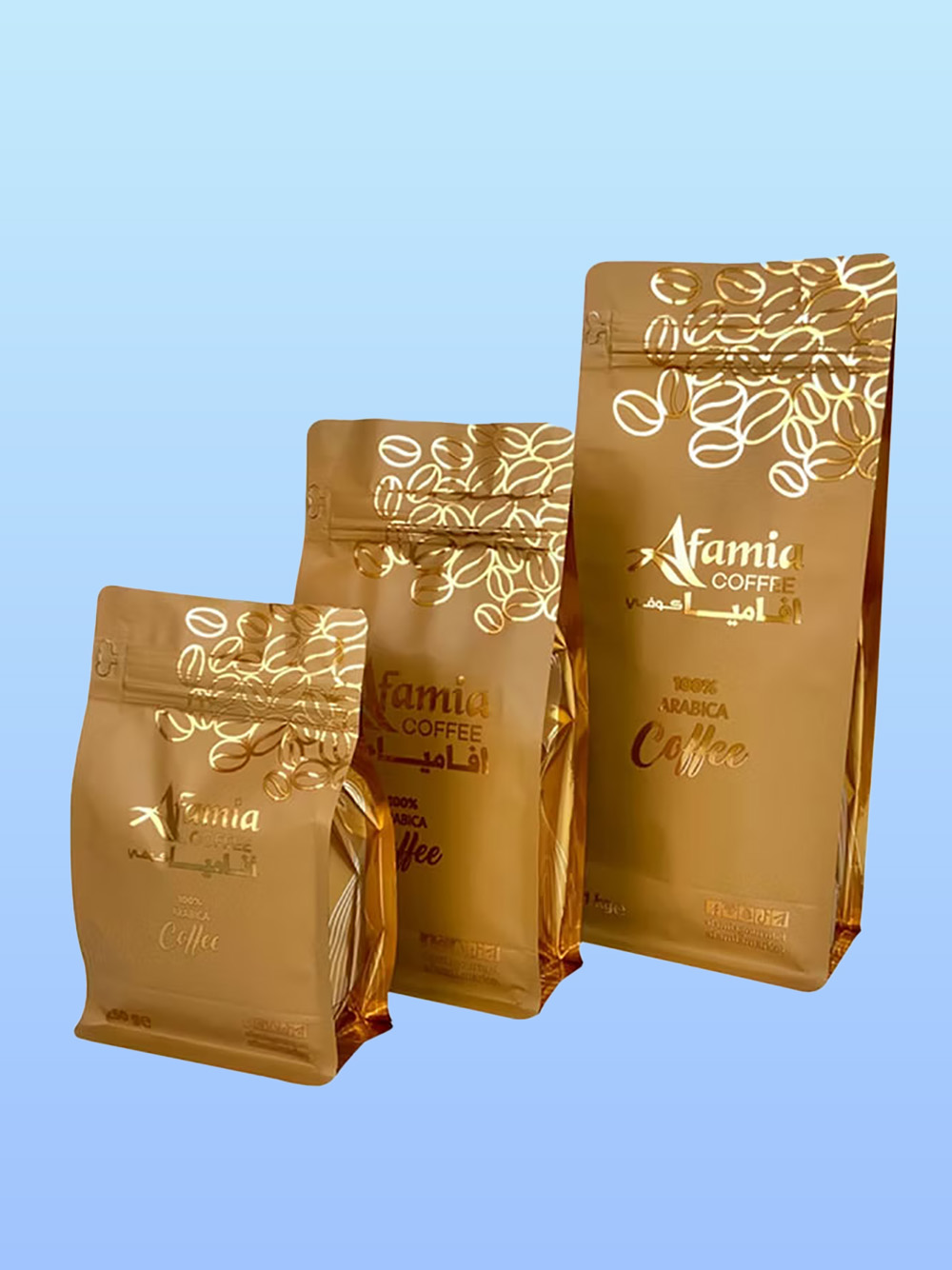Gold Foil Coffee Bags with Valve