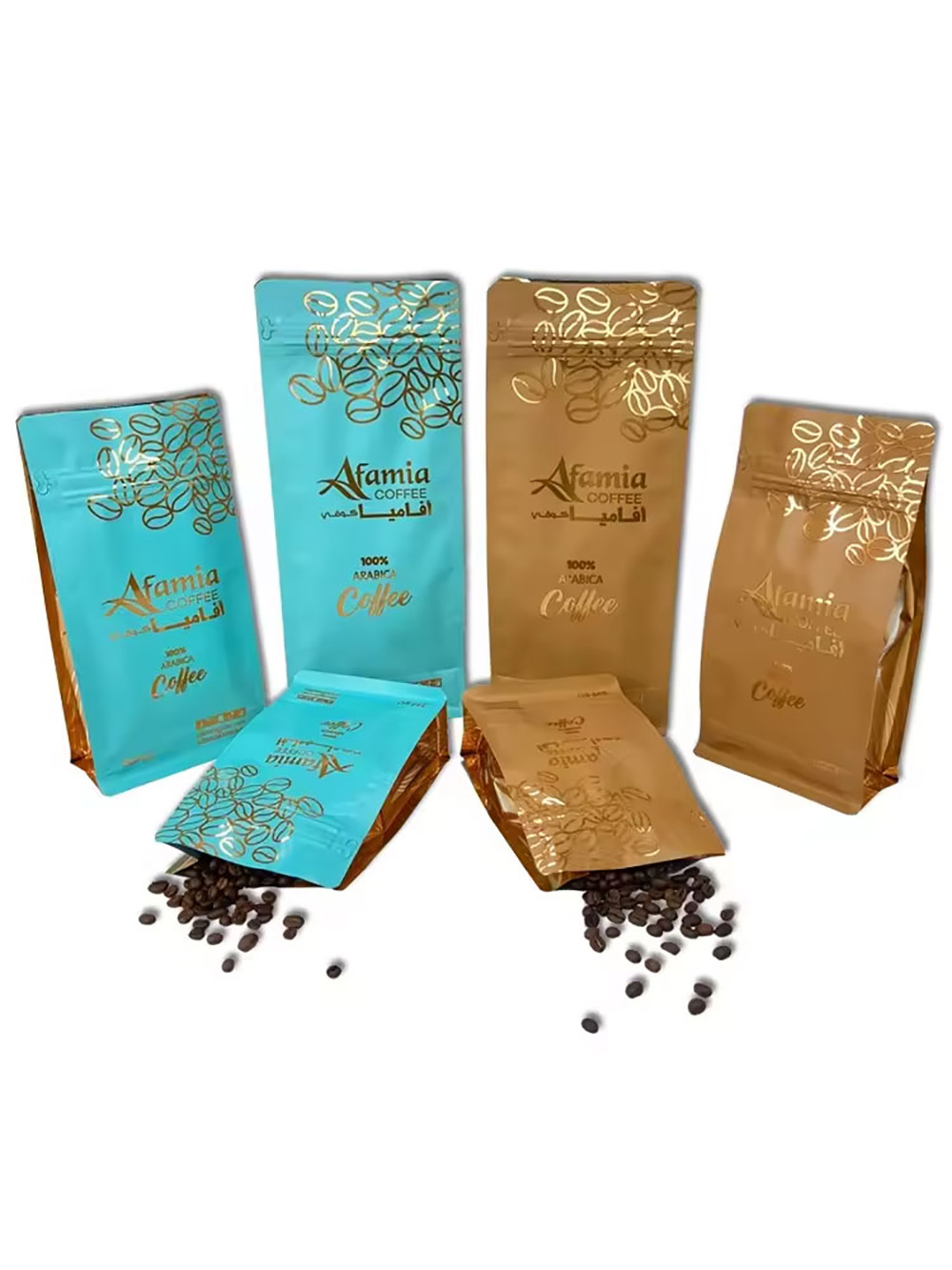 Gold Foil Coffee Bags with Valve