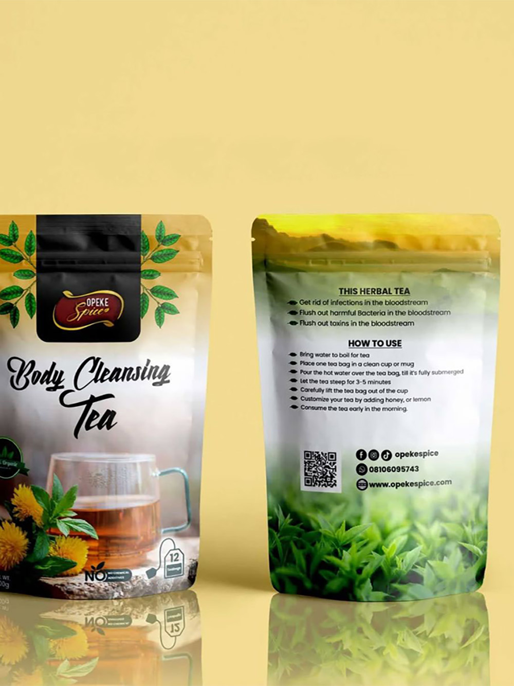 Green Tea Stand Up Pouches
