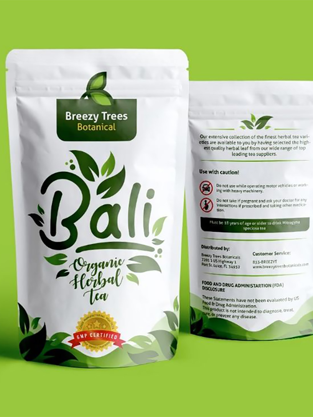 Green Tea Stand Up Pouches