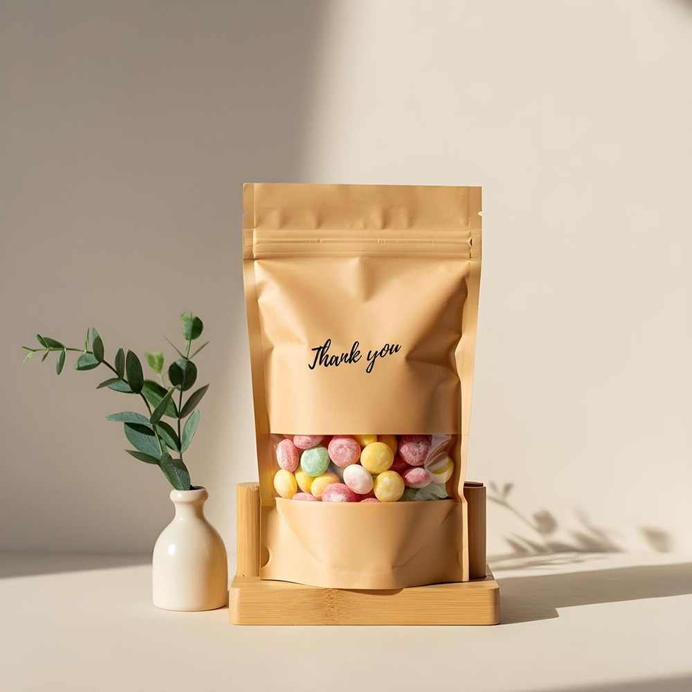 Kraft Stand Up Pouches with Window