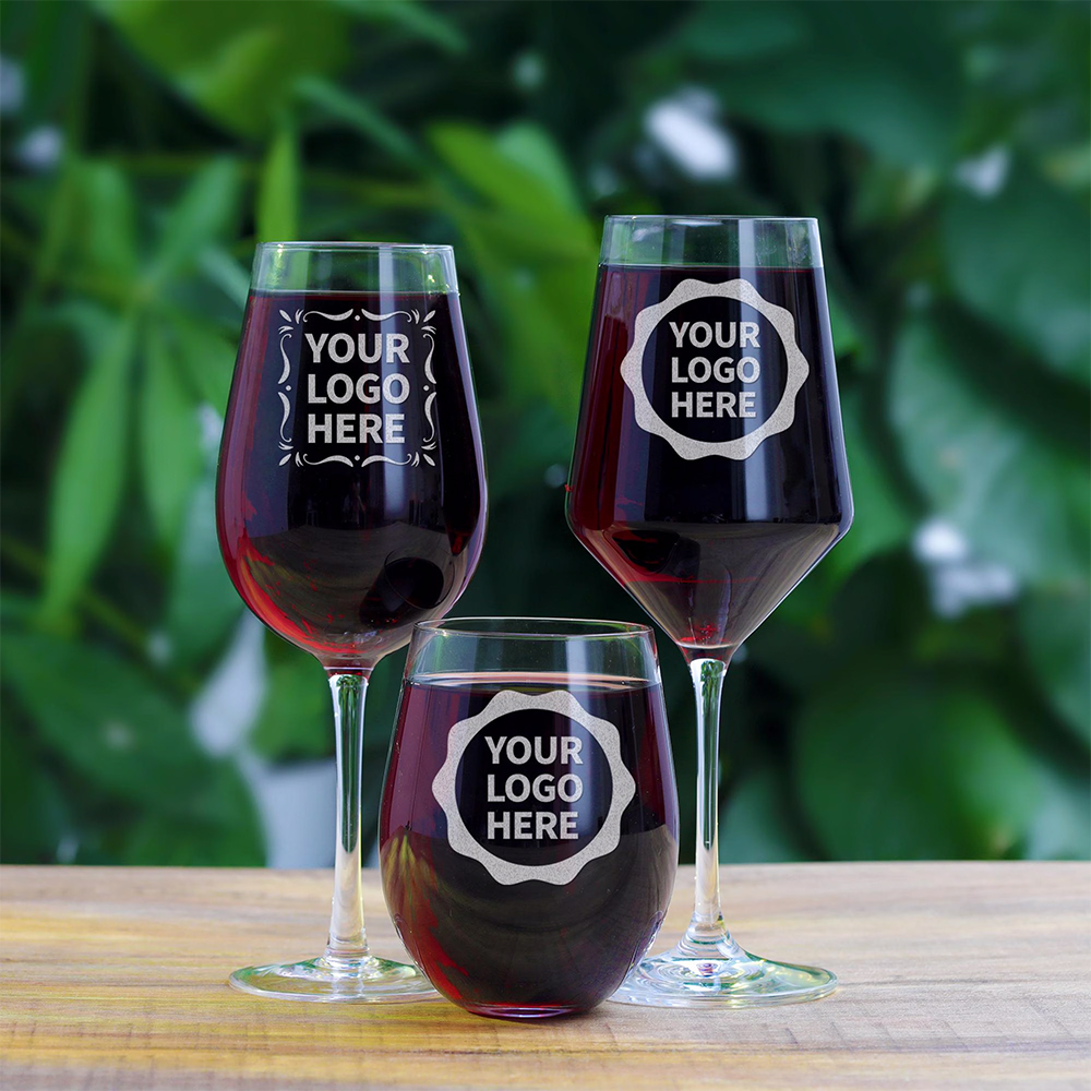 Wine Glasses Printing with with custom branding & logo