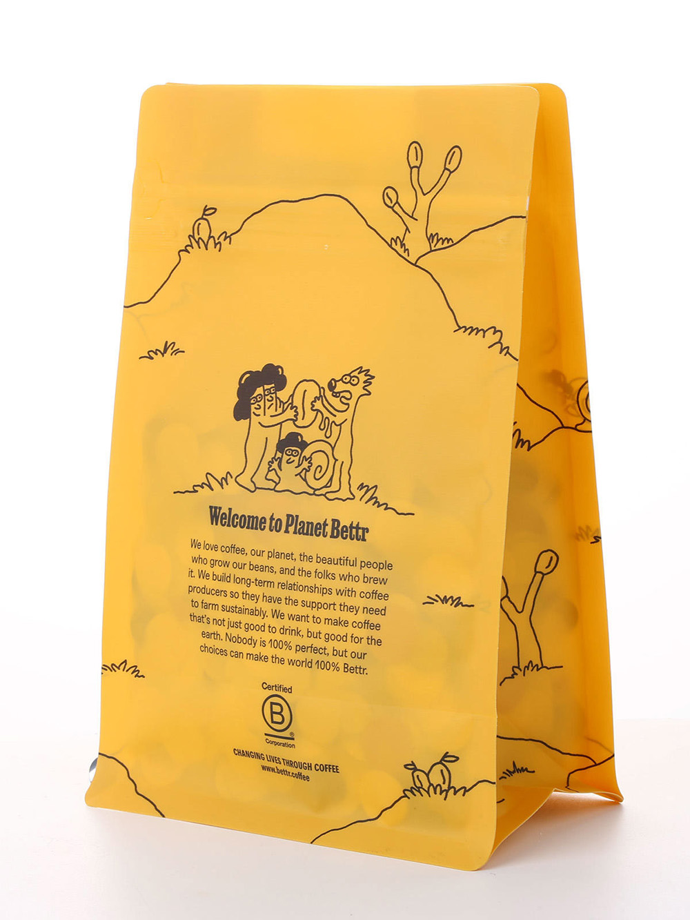 Choose yellow coffee packaging bags for eye-catching branding. Durable material with custom printing options to make your product stand out on shelves.