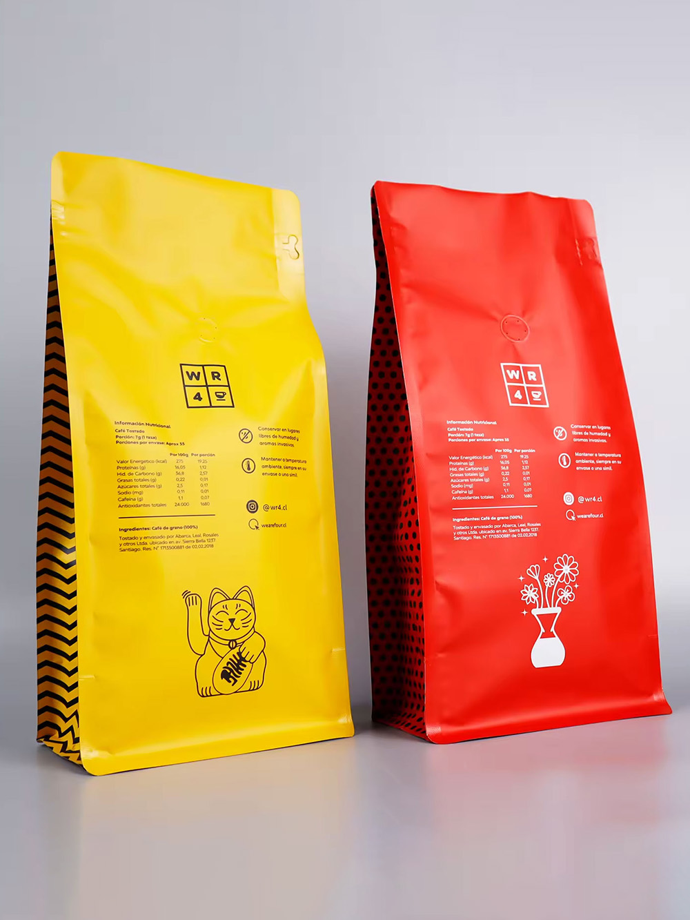 Choose yellow coffee packaging bags for eye-catching branding. Durable material with custom printing options to make your product stand out on shelves.